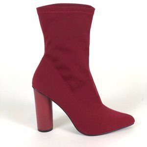 Red Faux Suede Boots